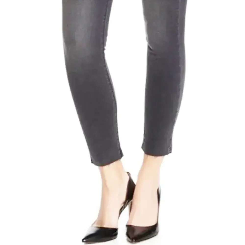 Hudson Women's Natalie Super Skinny Mid Rise Stretch Jeans Raw Hem Black Grey 31